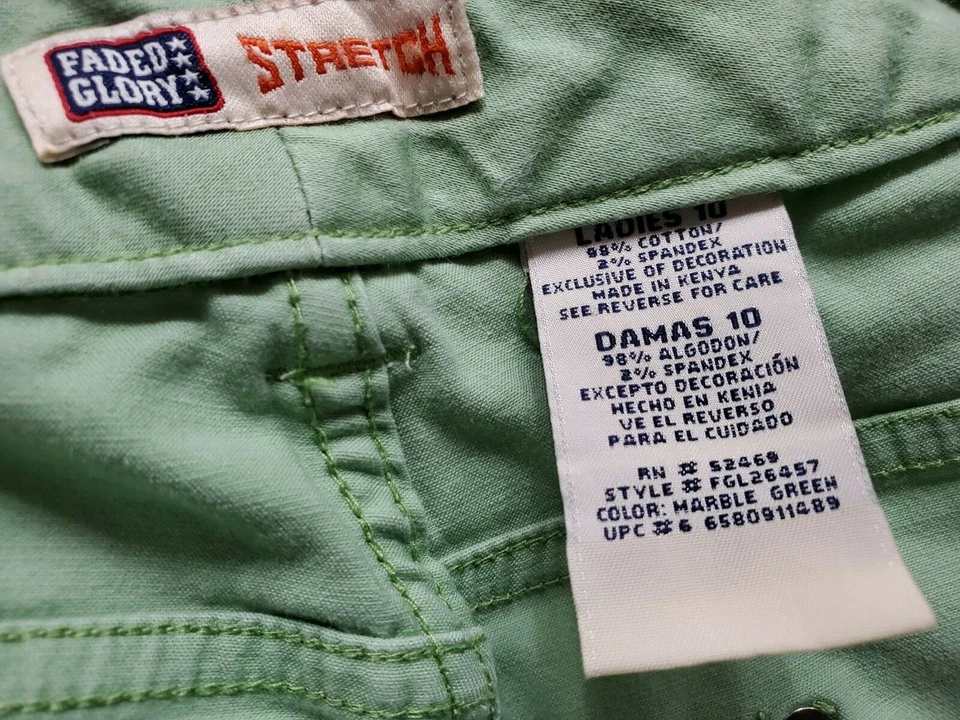 Pantalones de mezclilla capri Faded Glory para mujer talla 10 verde mármol floral Foto 2 de 4