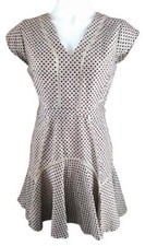 Anthropologie San & Soni Cross Stitch Flounce Wool Fit Flare Dress XS