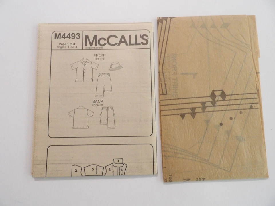 McCall's M4493 Toddler's Size 1 - 4 Uncut Shirt Pull-On Capri Pants Shorts Hat - Image 2 of 3