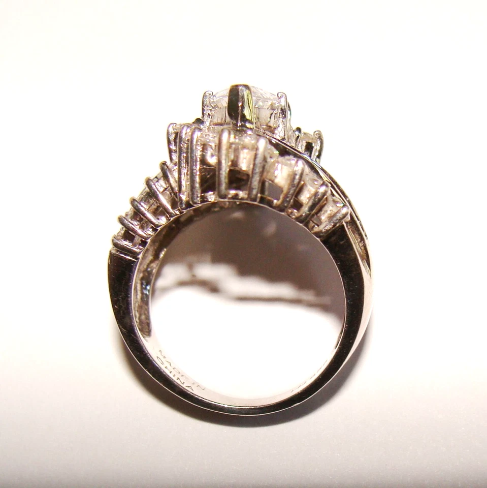 Michael Valitutti 7.5 克纯银侯爵式长方形 CZ 订婚戒指 4.75 — 第 4/4 张图片