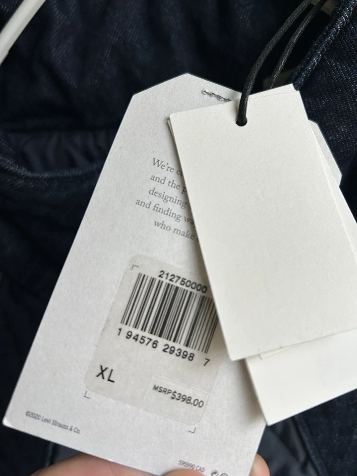 NUEVO CON ETIQUETAS $398 Chaqueta Abrigo de Montaña Acolchada Denim Hecha y Hecha a Mano Levi's Japón Talla XL Foto 3 de 4