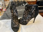 $250 Nw Striking! RARE! Via Spiga Evanna Black Lace Peep Toe Pumps Size 9M Italy — photo 1