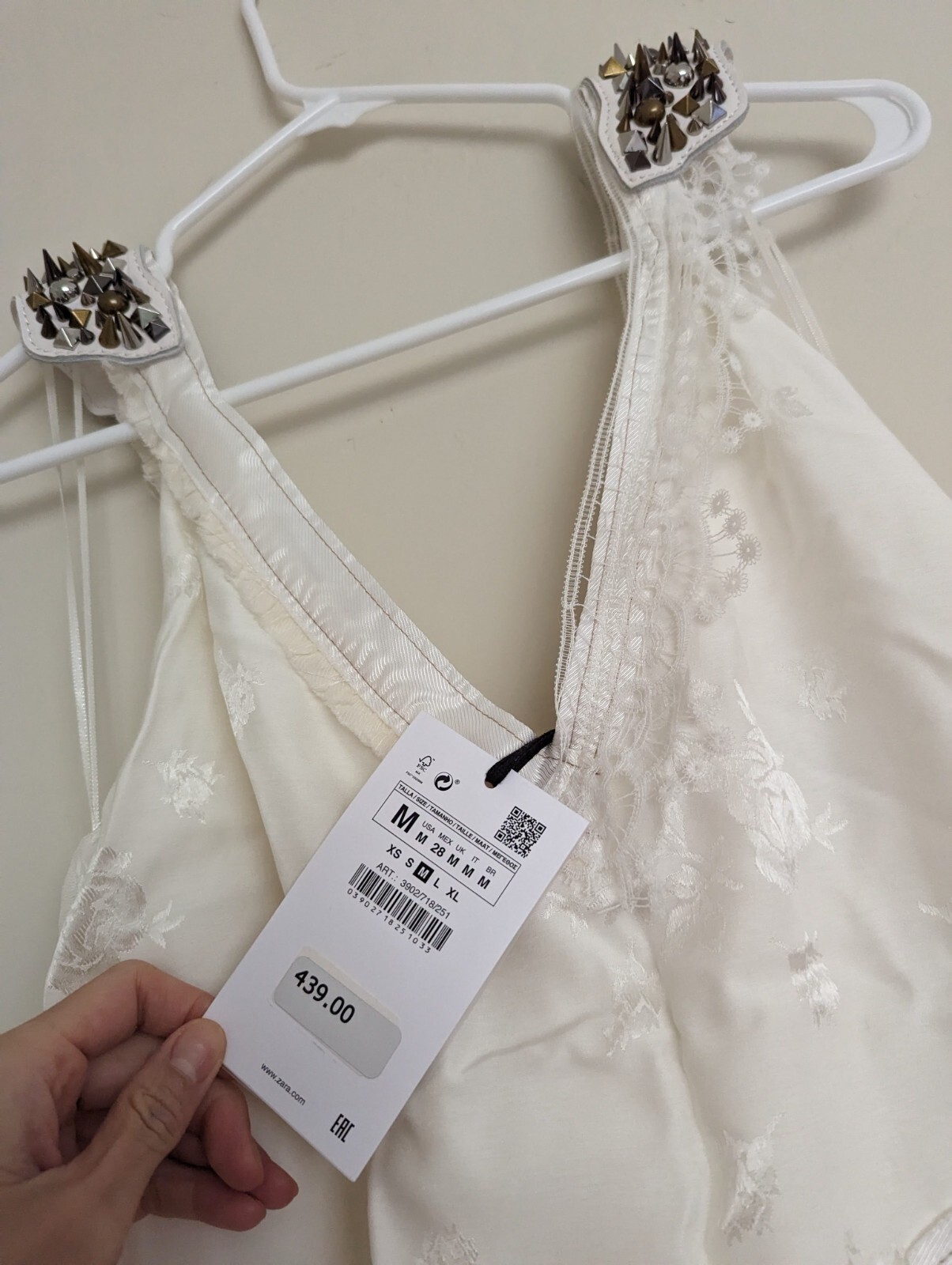 ZARA ATELIER $499 retail STUDDED DRESS LIMITED EDITION 3902/718 OYSTER WHITE S,M image 8