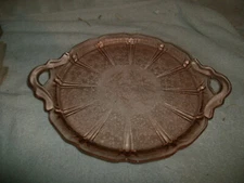 VINTAGE PINK CHERRY BLOSSOM 2 HANDLED SANDWICH PLATE/PLATTER JEANETTE MINT