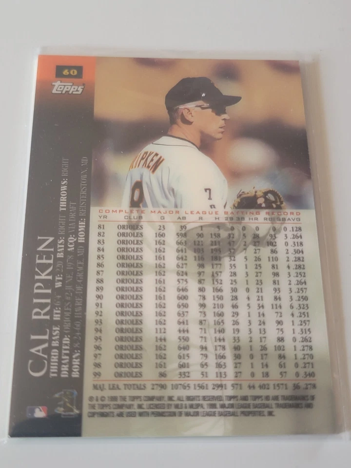 CAL RIPKEN JR. 1999 Topps HD #60.  ORIOLES - Image 2 of 2