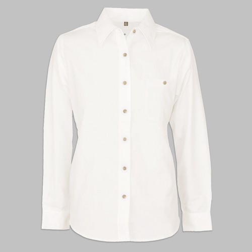 Ladies Womens Chambray Blouse Shirts Business Long Short Sleeve Cotton Office - Picture 11 of 18