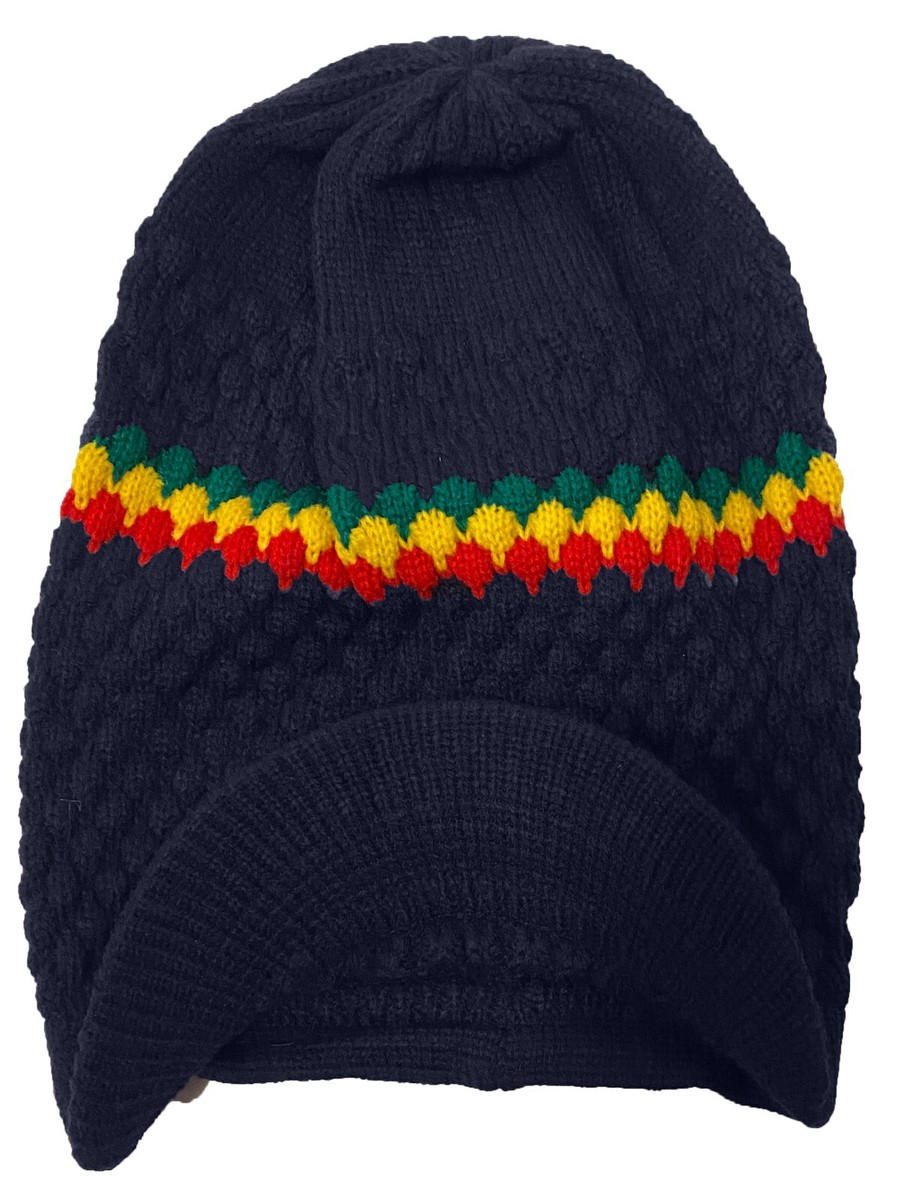 Cappello Rasta Giamaicano Multicolore A Righe, Berretto Slouchy, Gorro Reggae, Cappello Rasta Gratuito, Modello All'Uncinetto Per Berretto - Foto 5