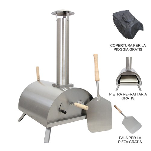 Forno per Pizza da Esterno a Pellet in Acciaio Inox Pala Pietra Refrettaria  400° | eBay