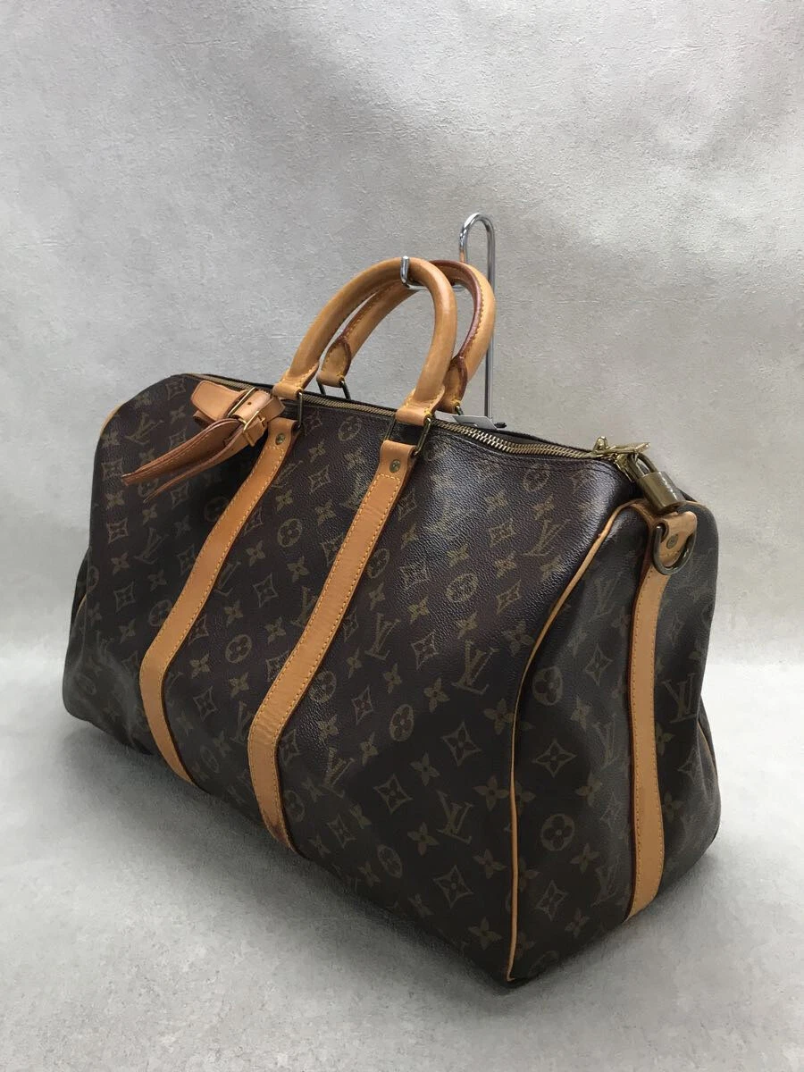 LOUIS VUITTON Keepall Bandouliere 45 Monogram Brown PVC Leather Gold  Hardware