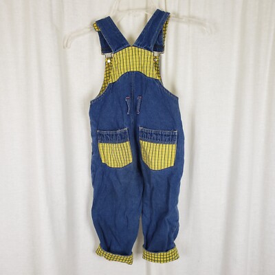 Vintage Kids SuperMax Yellow Teddy Bear Checked Denim Jeans