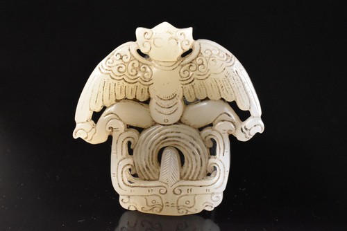 U4798: Japanese Stone jade/jewels BUDDHIST STATUE sculpture Buddhist art