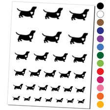 Basset Hound Dog with Heart Temporary Tattoo Water Resistant Set