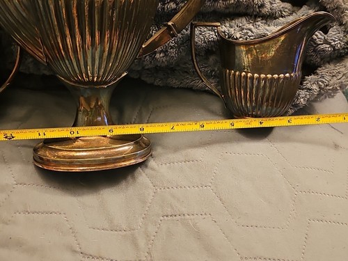Vintage 3 PC Silver Plated Tea Set. Kettle Cream And Sugar Dish. Beautiful Set - Picture 13 of 15