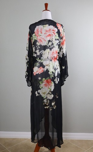 ANTHROPOLOGIE NWT $118 Floreat Floral Sheer Kimono Tie Front Jacket Top One Size - Picture 4 of 6