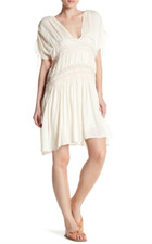 Free People Womens Ivory Embroidered Short Sleeve Dress Size S L132026