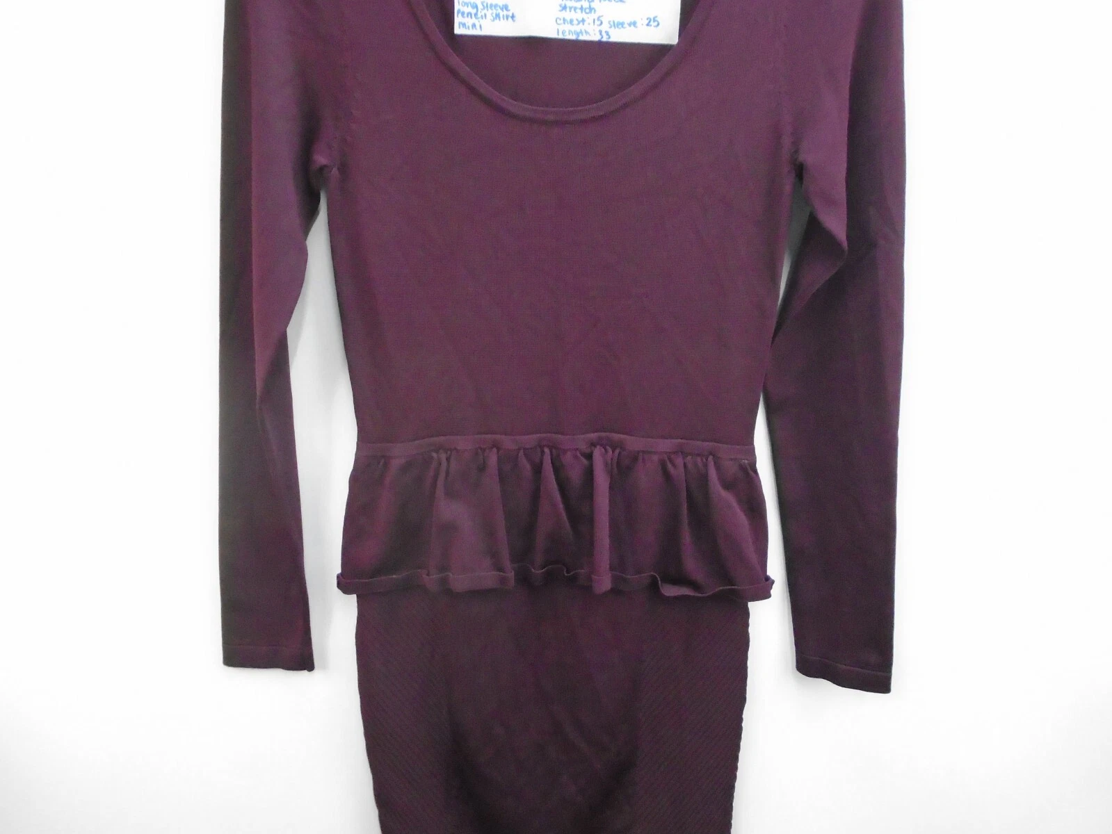 UNDERCOVER Abito Victoria's Secret PEPLUM viola misto viscosa manica lunga donna taglia S P