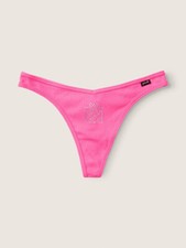 Victoria's Secret PINK - L Ribbed Cotton Thong Panty - Pink Bling Gift Large