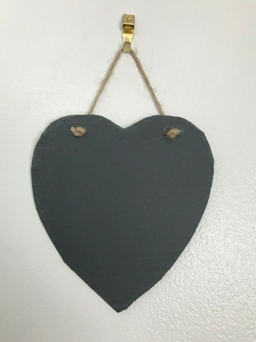Handmade slate hanging heart chalkboard blackboard shabby chic weddings 12cm - Picture 6 of 7