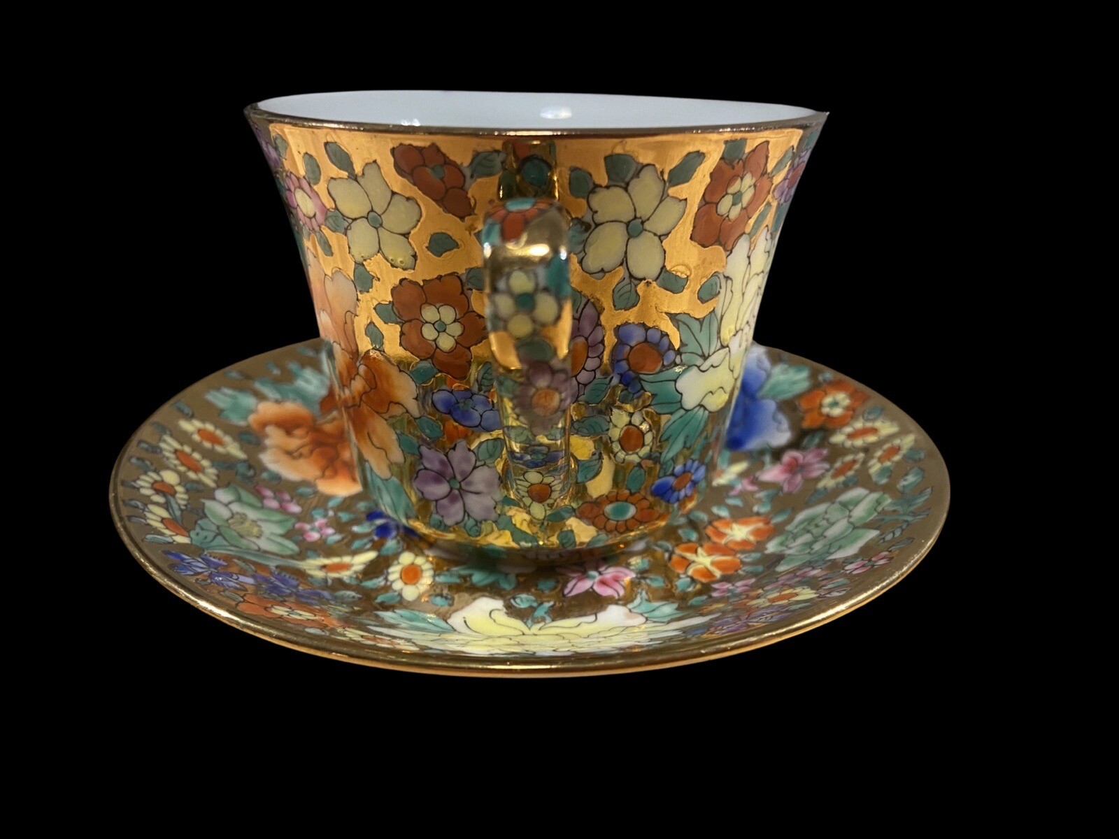 Chintz MilleFleurs Floral Chinese Set -Tea Cup & Saucer Maker Mark Set of 5 VGC