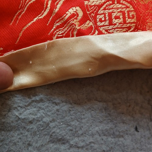 Kevin T Kimono Robe Womens One Size Red Gold Dragon Pockets Silk Satin Asian - Picture 9 of 24