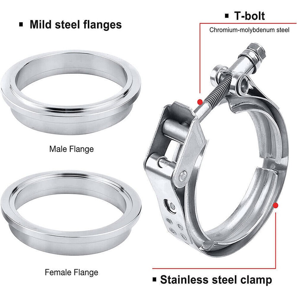 3 Inch (76mm) Stainless Steel V-Band Clamp - Universal Turbo Downpipe Exhaust Clamp 3 thumbnail image