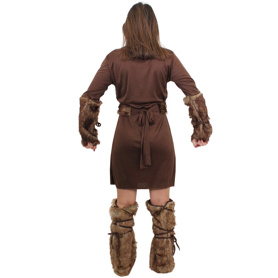 LADIES VIKING COSTUME NORDIC WARRIOR HISTORICAL MEDIEVAL FANCY DRESS OUTFIT - Image 2 of 2