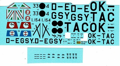 RS Models 92192 1/72 Bücker Bü 131 A 'Jungmann' decals only - Partly Used