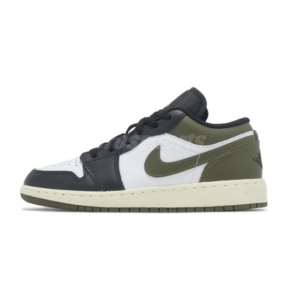 Nike Air Jordan 1 Low GS AJ1 Black Toe Medium Olive Kids Youth 