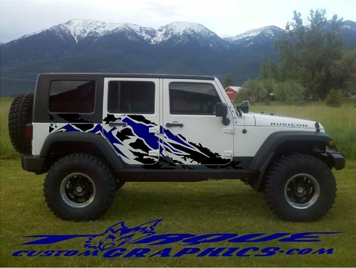 MOUNTAIN SUMMIT-4 Door-Vinyl Decal Set for Wrangler , Vehicles, Custom Graphics - Picture 2 of 5