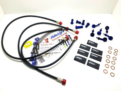Set Tuyaux Freins Directs Avant / Arrière Noirs Attaques Bleu Kawasaki Z 750