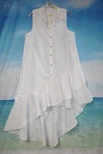 NWT Anthropologie Maeve Long White Cotton Sleeveless Dress Sz L Asymmetrical Hem