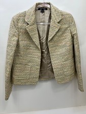Ellen Tracy Beige Lined Textured Open Blazer ...