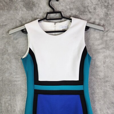 calvin klein blue and black dress Calvin Klein | Dresses | Calvin Klein Color Block Sheath Dress Black With  Royal Blue Faux Suede Size 6