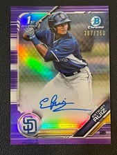Esteury Ruiz 2019 Bowman 1st Chrome Auto Purple Refractor 207/250 Padres A's