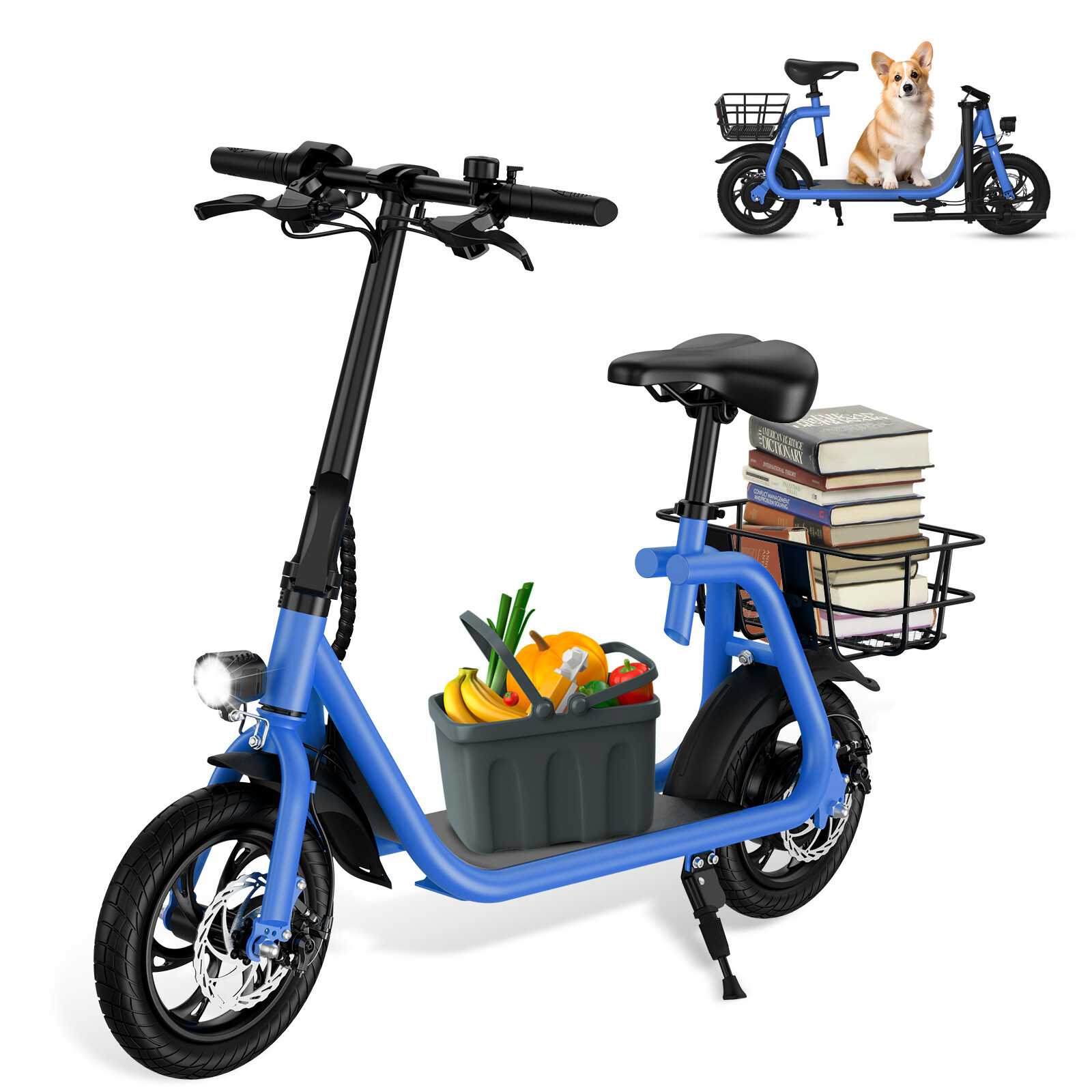 Adult Foldable Electric Scooter - 15.5 MPH Max Speed, 8-12 Mile Range, 250W Motor, 8" Puncture-Proof Tires
