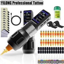 F6 Wireless Tattoo Gun Makeup Pen Machine Complete Kit Power 2000mAh Needles