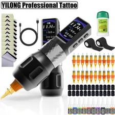F6 Wireless Tattoo Gun Makeup Pen Machine Complete Kit Power 2000mAh Needles
