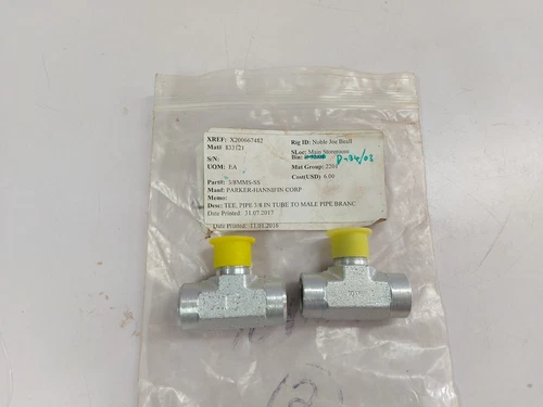 PARKER-HANNIFIN 3/8 MMS-SS Tee 3/8 In Tube To Male Pipe Branch