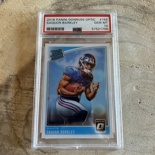2018 PANINI DONRUSS OPTIC SAQUON BARKLEY 156 OPTIC RATED ROOKIE PSA 10 2018-panini-donruss-optic-saquon-barkley-156-optic-rated-rookie-psa-10