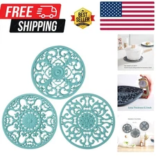 Extra Thick Turquoise Silicone Trivet Set of 3 - Heat Resistant & Stylish