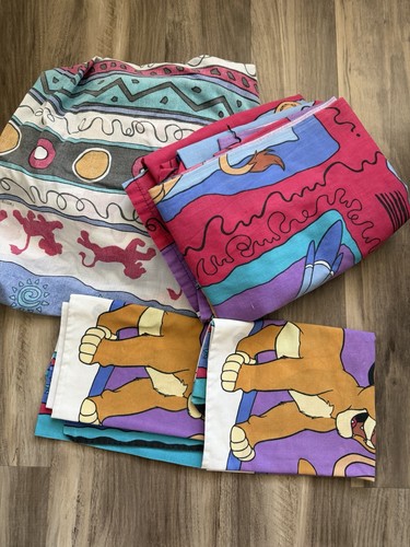 Vintage 90s Disney Lion King Twin Sheet Bedding Set Used
