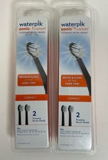 NIP 2 Twin Packs Waterpik Sonic-Fusion Flossing Brush Head Replacements Black
