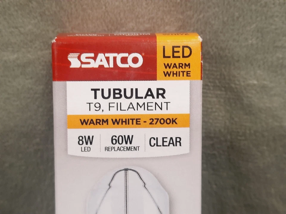 Satco Tubular T9 Warm White 2700K 8W 60W Replacement Bulb S21354 *NEW* - Image 2 of 4