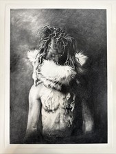 Tony Olivas reproduction art print Navaho Man with Mask Sacred Heart Tattoo 2012