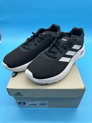 adidas Cloudfoam Comfy Black White Pink Mesh Lace Up Sneakers Womens US 8 new!
