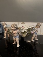 Antique Victorian porcelain cherub putti’s  Centre Comport hand painted bowl 