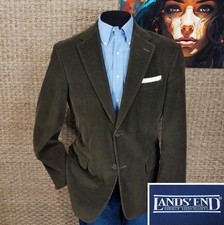 LAND  S END Men  s Size 44 L CORDUROY Fall  Winter Blazer Dark Brown Country-Look