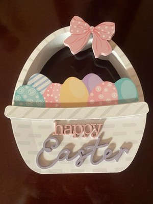 Easter Wooden Eggs in Basket Home Decor