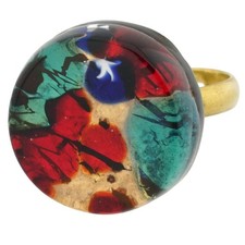 GlassOfVenice Murano Glass Venetian Reflections Ring - Round With Adjustable Ban