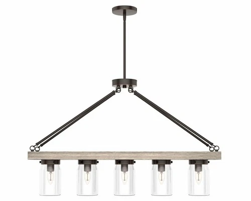Hunter Fans - Devon Park 5-Light Rectangle Chandelier in Casual Style-38 Inches - Picture 3 of 4